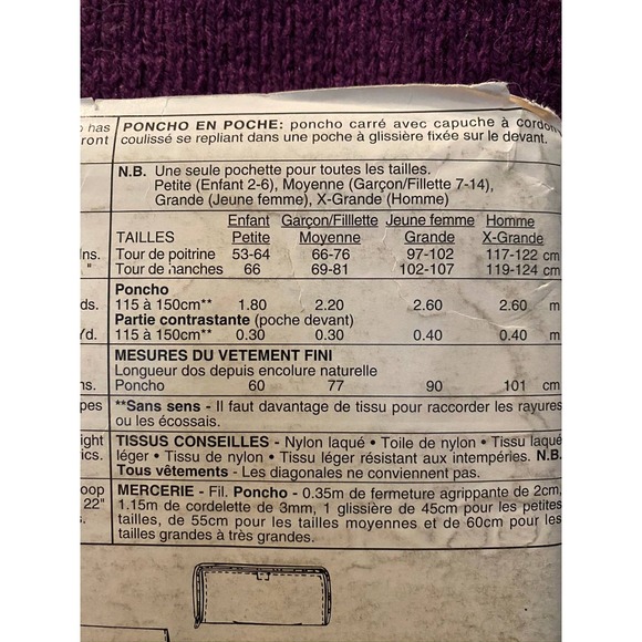 McCalls Sewing pattern 668 poncho in a pouch - Picture 5 of 6